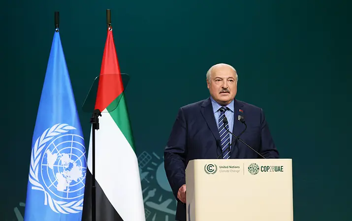 Выступление Президента Беларуси Александра Лукашенко на Всемирном саммите по борьбе с изменением климата в Дубае (ОАЭ).